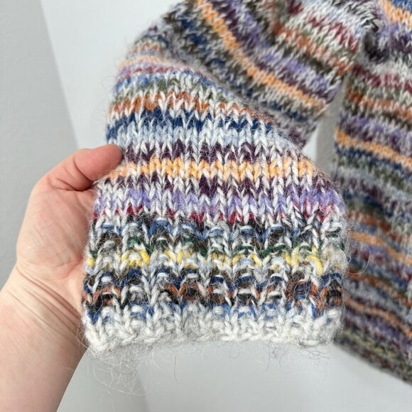 Hand Knit Cardigan Sweater Cozy Yarn Scandinavian Multicolor Lagenlook Cabincore - Picture 4 of 7